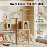 Arbre à chat intégré avec lit, griffoir et plateforme de saut – Matériau en sisal durable et sûr, design compact pour usage domestique, style moderne