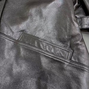 Nouvelle Arrivée Manteau <span class=keywords><strong>Trench</strong></span> en Cuir Espagnol <span class=keywords><strong>Noir</strong></span> pour <span class=keywords><strong>Femme</strong></span>, <span class=keywords><strong>Mi</strong></span>-<span class=keywords><strong>Long</strong></span>, Boutonné et Ceinturé, Idéal pour Visite de Galerie d'Art, Sur Mesure - Product Image 4