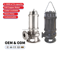 Pompa Air Kotor Tipe Submersible Sentrifugal Tekanan Rendah Vertikal Stainless Steel 10 Bar untuk Penggunaan Kontinu Industri