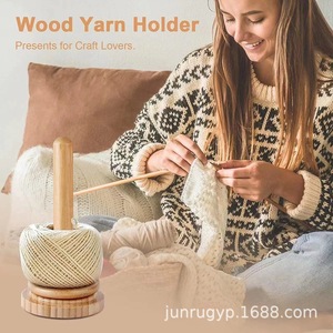 Wooden Yarn Stand <b>Rotatable</b> <b>Desk</b> Holder For Knitting Crochet Crafting Storage Rack Durable Craft Tool - Product Image 3
