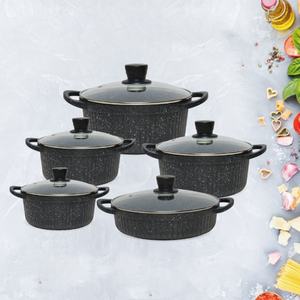 Vente directe du fabricant, 10 pièces, ensemble de batterie de cuisine en aluminium avec revêtement antiadhésif en pierre de granit, design moderne, pour cuisinière à induction - Product Image 3