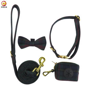 Ensemble de harnais pour animaux de compagnie en tissu à carreaux personnalisable multicolore, respirant, boucle de fermeture réglable, robuste et durable - Product Image 2