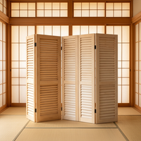Paravent pliant en bois à 5 panneaux, écran de séparation à persiennes, opaque, style zen asiatique