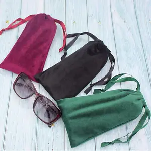 Custom logo luxury gift jewelry pouch sunglasses mobile phone package flannel velvet drawstring bag