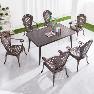 rectangulaire légère Meubles <span class=keywords><strong>de</strong></span> terrasse en fonte d'<span class=keywords><strong>aluminium</strong></span> Tables et chaises <span class=keywords><strong>de</strong></span> <span class=keywords><strong>jardin</strong></span> d'extérieur modernes 4-6 <span class=keywords><strong>personnes</strong></span> - Product Image 3