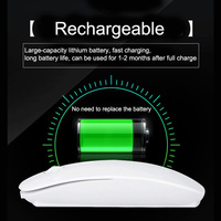 Mouse USB nirkabel 2.4GHz, Mouse komputer Mini A2 LED warna-warni dapat diisi ulang & diam, desain senyap