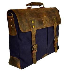 Personalized Leather Canvas <b>Laptop</b> Sling <b>Messenger</b> <b>Bag</b> Handmade Cross Body <b>Men</b> Women Casual Unisex Shoulder Style Office Travel - Product Image 1