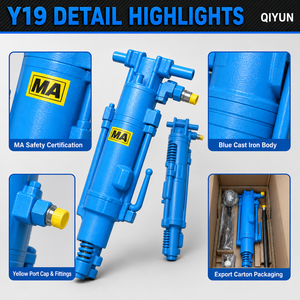 Máy khoan đá khí nén chân đẩy Y19, máy khoan lõi, máy phá đá dùng trong khai thác mỏ - Product Image 6