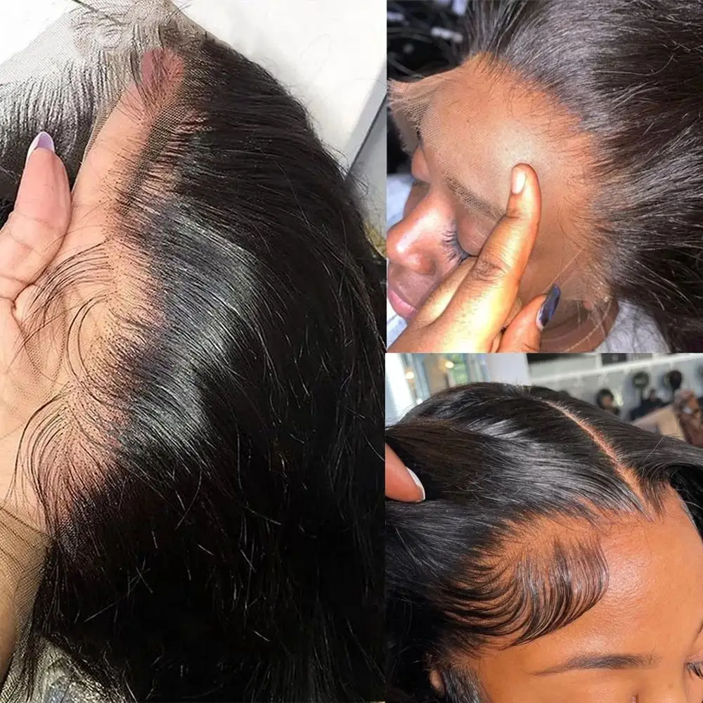 13 x 6 Rohindische Spitzen-Frontal-Haarperücke, klebstofffreie Vollspitzen-Frontal-Perücken für schwarze Frauen, 40 Zoll brasilianische gerade Spitzen-Frontal-Perücke