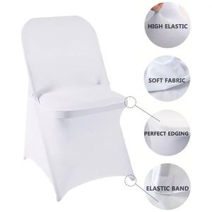 50 housses de chaise extensibles lavables taille standard pour fêtes et banquets, blanches, en spandex, pour chaises pliantes de mariage - Product Image 3