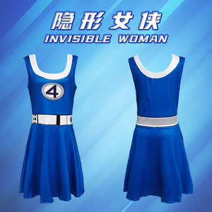 Robe de Cosplay Invisible Woman de la bande dessinée Les Quatre Fantastiques, Costume bleu pour femmes, pour fête d'Halloween, jeu de rôle, tenue de scène - Product Image 5