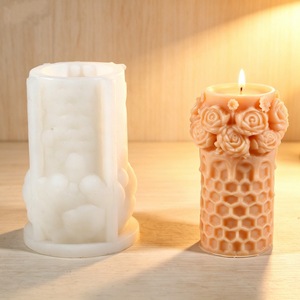 Rose Honeycomb <b>Candle</b> <b>Mold</b> Cylindrical Silicone DIY <b>Candle</b> Making <b>Mold</b> For Wedding Decorations - Product Image 2