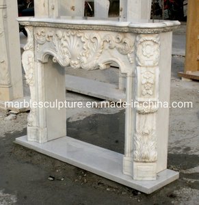 कारखाने ने कस्टम थोक हाथ से नक्काशीदार यूरोपीय शैली सफेद संगमरमर की फिजगह मैटल बनाया, पुष्प खोल पैटर्न नक्काशी - Product Image 5