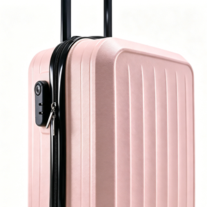 Valise à roulettes rigide rose de 20 pouces avec poignée télescopique et fermeture à glissière pour les voyages - Product Image 2