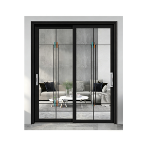 <span class=keywords><strong>Puerta</strong></span> <span class=keywords><strong>Corredera</strong></span> de Bolsillo con Riel Oculto Empotrado en la Pared, Marco de Aleación de Titanio-Magnesio, Doble Vidrio Templado, Prevención de Incendios, Interior - Product Image 1