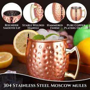 Jarra de cerveza de grado alimenticio de alta calidad Copper Canecas De Cobre Moscow Mule Mug con asa - Product Image 2