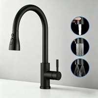 Robinet de cuisine en acier inoxydable 304 avec douchette extractible, finition nickel brossé, eau chaude et froide, pour évier de cuisine - Vente en gros usine