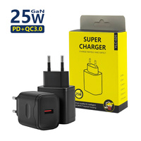 Pengisi Daya Dinding USB 25W Colokan EU GaN USB-A Pengisi Daya Cepat QC3.0 Pengisi Daya Kecepatan Tinggi Pengisi Daya Ponsel untuk Tablet iOS & Android
