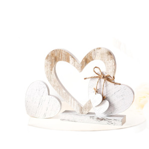 Wooden Heart Ornament <b>Retro</b> White Solid Wood Valentine'S Day <b>Gift</b> Desktop Decoration Living Room Home Decor - Product Image 3