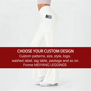 Pantalones acampanados de cintura alta personalizados con estampado digital de acuarela para mujer - Product Image 2