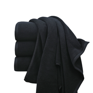 Vente en gros de serviette de bain 100% coton Serviette de coiffure Spa Quik Séchage à sec Logo personnalisé Broderie Serviettes de salon noires - Product Image 1