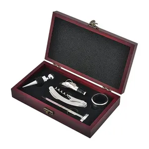 Elegante vino sommelier set Scatola di legno Bottiglia di Vino Bar Strumenti di Regalo Personalizzato Logo Cavatappi Apri del Vino Kit