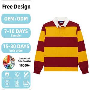 カスタム刺繍入りラグビー用 |   ニットヘビーコットンのオーバーサイズ長袖無地シャツ |   通気性のある構造化されたストリートウェアトップス - Product Image 1