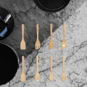 Ensemble d'ustensiles de cuisine écologiques en bambou, spatules en bois, outils de cuisson, compatibles lave-vaisselle et four, légers - Product Image 3