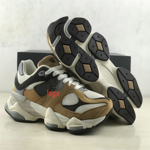 Новые ретро-кроссовки 9060 на массивной подошве, разноцветные, легкие, с сетчатым дышащим дизайном и логотипом-буквой, на массивной повседневной подошве - Product Image 1