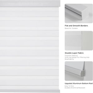 Tende a <span class=keywords><strong>Zebra</strong></span> (<span class=keywords><strong>Pro</strong></span>) a Doppio Strato per il Controllo della Luce, Oscuranti, in Alluminio e Poliestere, con Montaggio a Blocco Libero, per Finestre di Casa e Ufficio, Bianche - Product Image 2