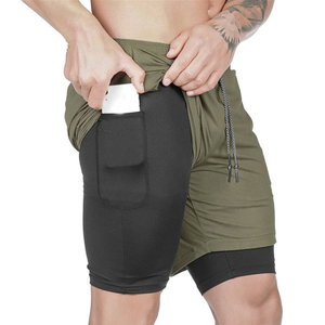 Wholesale Gym Wear Cross Fit Shorts Mens Fitness Workout Short Pants Sports Running Shorts With <strong>Inner</strong> <strong>Compression</strong> Shorts for Men - Product Image 2