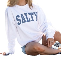 Sudadera de cuello redondo Salty personalizada, Sudadera ligera de lana de rizo, Shoreline suéter de playa, sudadera Salty