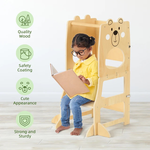 Tour d'observation pour enfants Double enfant en bas âge cuisine en bois tour d'apprentissage support en bois tour d'apprentissage pour la cuisine - Product Image 2