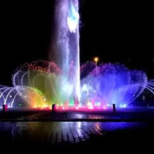 Fuente de agua de moda con música, estanque de agua de baile