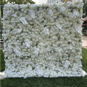 Panel de Pared de Flores Artificiales de Tela 3D 5D, Rollo de Flores de Seda Artificial en Blanco, Rosa, Morado y Verde - Product Image 3