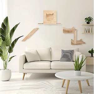 Arbre à chat mural en bois avec perchoir, griffoir et espace de nidification, meubles d'escalade pour chat durables et peu encombrants - Product Image 6