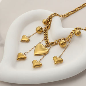 Collar de cadena gruesa con forma de corazón en <span class=keywords><strong>U</strong></span>, chapado en oro de 18 quilates, estilo gótico, para mujer - Product Image 5