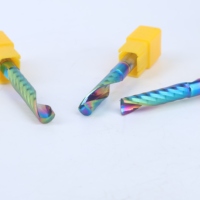 Fresa espiral de un solo filo de 32 mm de diámetro 3.175 para corte ascendente con recubrimiento DLC para router CNC