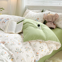 Motifs de fleurs de style simple housse de couette double fil ensemble de literie drap-housse avec taie d'oreiller pour chambre