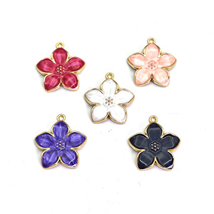 Pendentif fleur de cerisier 25x28mm en alliage de zinc, breloque de bijoux DIY pour porte-clés, chaîne de téléphone, accessoire de mode unisexe - Product Image 1