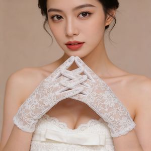 Guantes de Novia Elegantes con Apliques de Encaje Satinado, Largos hasta la Muñeca, <span class=keywords><strong>para</strong></span> Vestido de Novia, Baile, Comunión, <span class=keywords><strong>para</strong></span> Niñas y Mujeres - Product Image 2