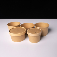 Gobelets et bols à soupe jetables en papier kraft brun à paroi simple, résistants à l'huile et à l'eau, pour boissons chaudes, avec revêtement PE, vente en gros