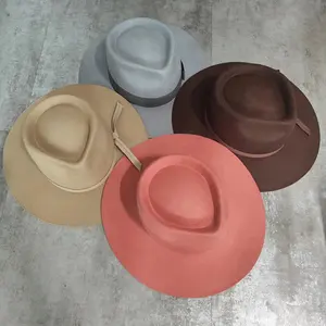 100% 양모 사용자 정의 하드 브림 페도라 모자 도매
