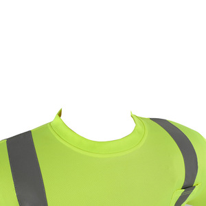 T-shirt Riflettente Personalizzata a Maniche Corte in Poliestere Giallo Fluorescente ad Asciugatura Rapida per Uniforme di Sicurezza Notturna - Product Image 6