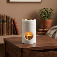 Brûleur d'encens esthétique et écologique en marbre avec insert en laiton doré, diffuseur d'aromathérapie, carton, utilisation toute saison