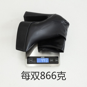 Bottes à plateforme pour femmes, grande taille, hauteur genou, avec fermeture éclair latérale, semelle épaisse, en cuir noir, plateforme robuste - Product Image 6