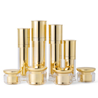 Ensemble cosmétique luxueux en acrylique doré avec flacon pompe à lotion et pots de crème pour le visage, contenances 20g, 30g, 40g, 50g, 30ml, 50ml, 80ml, 100ml