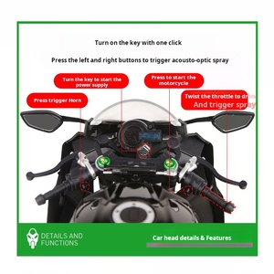 Modelo a Escala 1/6 de Metal HY-M6 KMM <span class=keywords><strong>Highway</strong></span> <span class=keywords><strong>Racer</strong></span>, Motocicleta Kawasaki H2R con Batería de Litio de 110V, Regalo para Adultos y Niños - Product Image 4