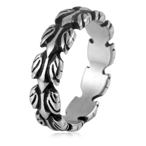 yunnique Men's <b>Titanium</b> Steel <b>Ring</b> Feather Design Geometric Pattern Gift Jewelry FY280125 - Product Image 1