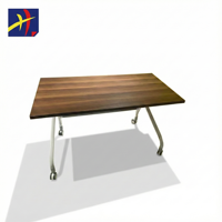Table de formation pliable moderne gris foncé, cadre en métal, pieds en acier, mobilier de bureau, salle de classe, réunion avec roulettes